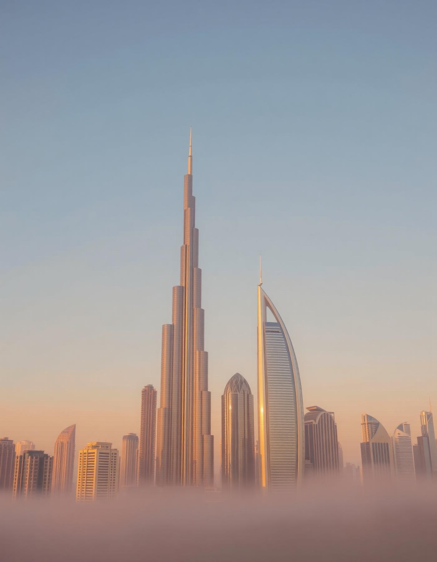 Dubai skyline at sunset